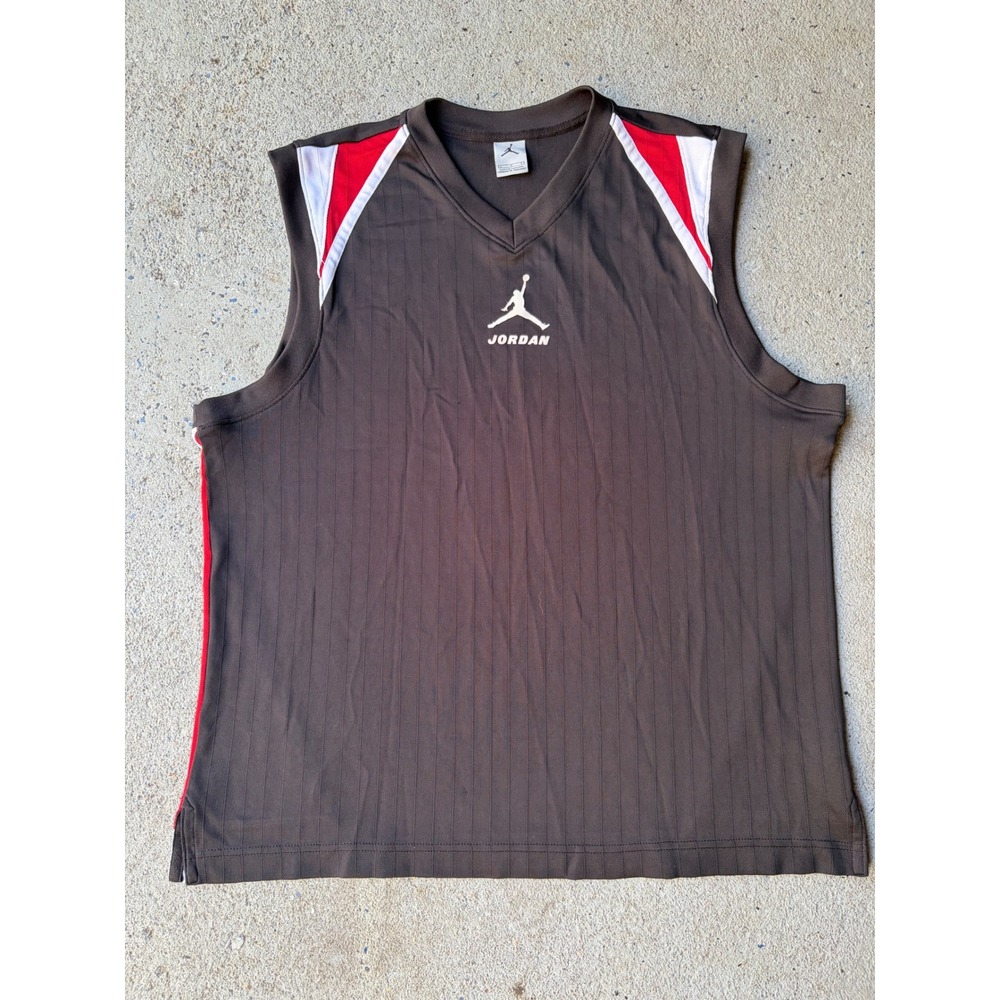 Vintage Jordan Brand Brown Basketball Jersey Sleeveless Tank Top Jumpman Mens L